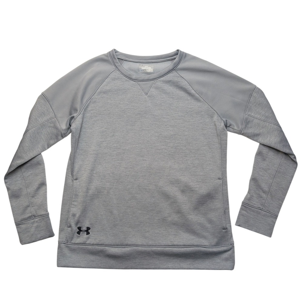 Under Armour ColdGear Sweatshirt Women Large Gray Fleece Lined Raglan Loose Fit